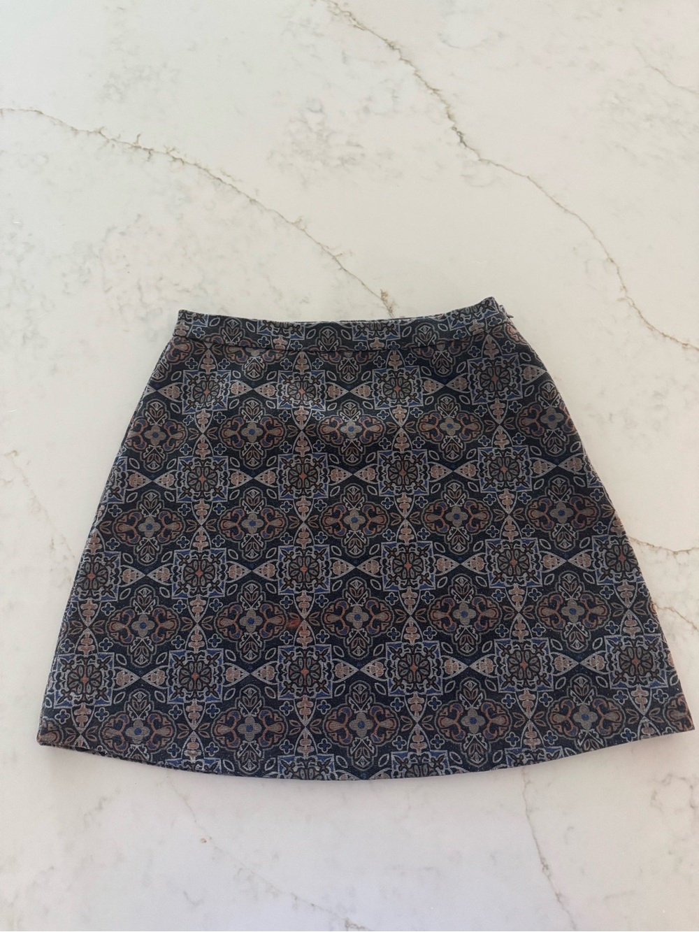Urban Outfitters Navy Patterned A-Line Skirt
